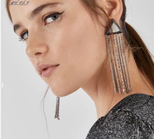 jewelry temperament triangular water drill earrings full of drill claw chain fringed long earrings, Golden;silver
jewelry temperament triangular water drill earrings full of drill claw chain fringed long earrings, Golden;silver