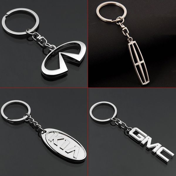 

2 pieces 3d car logo keyring keychain auto key ring key chain holder keyfob for lincoln gmc infiniti kia car styling accessories