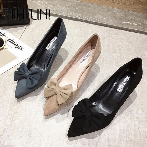 pointed toe suede bow women's pumps fashion shallow stiletto high heels mary jane pumps niufuni 2020 elegant shoes for women, Black
pointed toe suede bow women's pumps fashion shallow stiletto high heels mary jane pumps niufuni 2020 elegant shoes for women, Black
