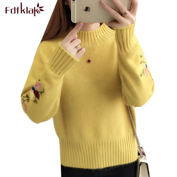 fdfklak thick warm women sweater autumn winter knit ladies sweaters turtleneck pullover sweter embroidery wool pull, White;black
fdfklak thick warm women sweater autumn winter knit ladies sweaters turtleneck pullover sweter embroidery wool pull, White;black