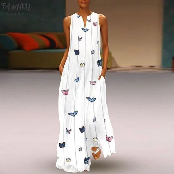 v neck women vintage butterfly print dress 2020 summer sleeveless pockets dress casual loose boho maxi long dresses, Black;gray
v neck women vintage butterfly print dress 2020 summer sleeveless pockets dress casual loose boho maxi long dresses, Black;gray