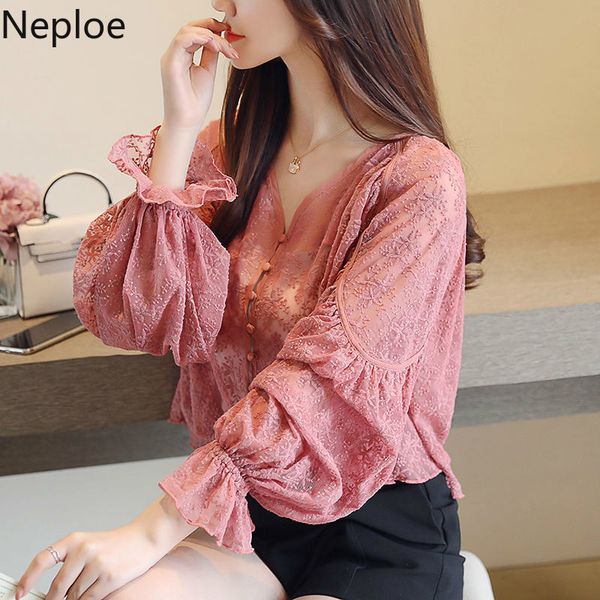 women's blouses & shirts neploe women sweet chiffon shirt 2021 spring summer korean blouse long sleeve v-neck single breasted lace bott, White
women's blouses & shirts neploe women sweet chiffon shirt 2021 spring summer korean blouse long sleeve v-neck single breasted lace bott, White