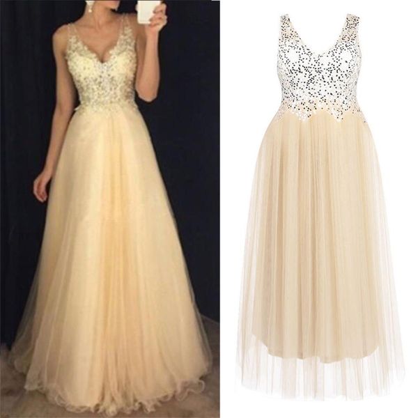 v-neck sequin bodice open back a line long evening dress party elegant vestido de festa tulle prom gowns, White;black
v-neck sequin bodice open back a line long evening dress party elegant vestido de festa tulle prom gowns, White;black