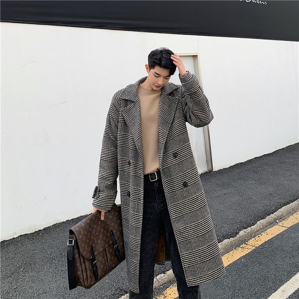 male women streetwear fashion casual jacket outerwear men vintage plaid wool long trench coat, Tan;black
male women streetwear fashion casual jacket outerwear men vintage plaid wool long trench coat, Tan;black