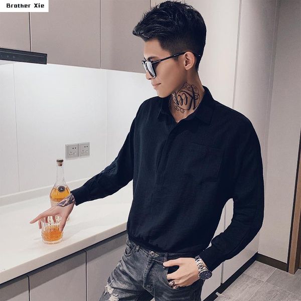 autumn guy loose long sleeve solid color shirt men jacket male black camisa hombre, White;black
autumn guy loose long sleeve solid color shirt men jacket male black camisa hombre, White;black