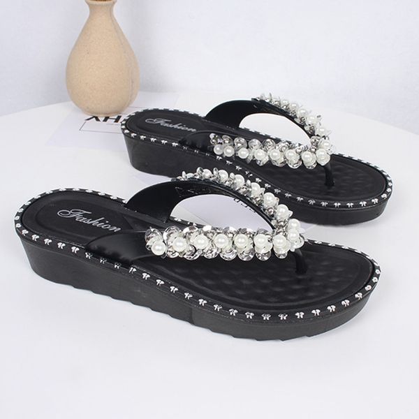 summer women slippers shiny pearl slides women beach shoes platform sandals outdoor crystal flip flops non-slip slippers women, Black
summer women slippers shiny pearl slides women beach shoes platform sandals outdoor crystal flip flops non-slip slippers women, Black