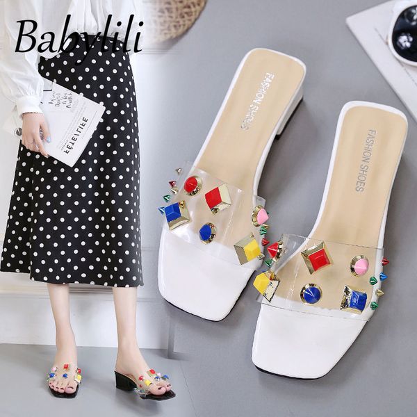 women pvc summer slippers outdoor high heels for ladies transparent slides colorful rhinestones female shoes square head 4.5cm, Black
women pvc summer slippers outdoor high heels for ladies transparent slides colorful rhinestones female shoes square head 4.5cm, Black