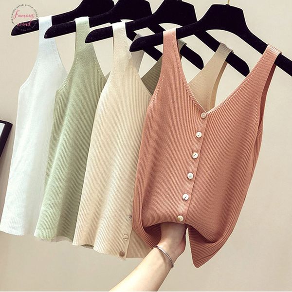 polyester knitted crop women sleeveless vest slim sling knitted tank v neck plain camisole high elastic camis button summer, White
polyester knitted crop women sleeveless vest slim sling knitted tank v neck plain camisole high elastic camis button summer, White