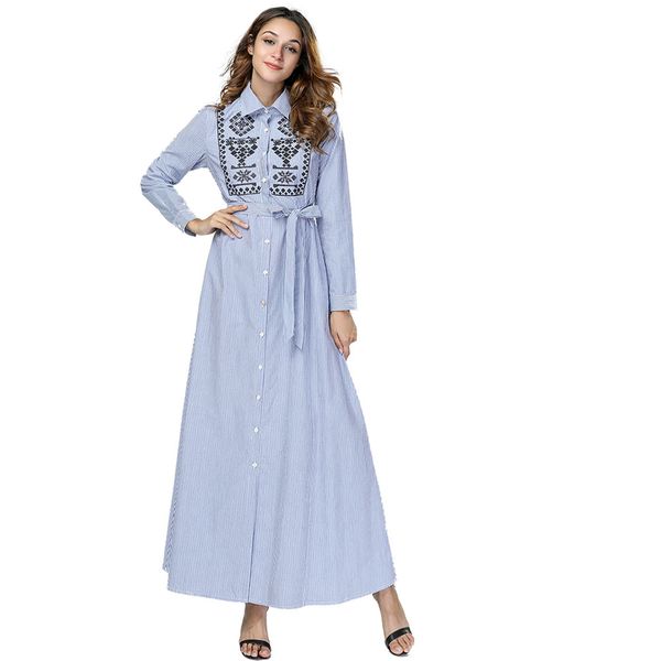 office lady trend abaya blue dress embroidery spring formal long dress turkey striped slim ramadan pray 7402, Red
office lady trend abaya blue dress embroidery spring formal long dress turkey striped slim ramadan pray 7402, Red