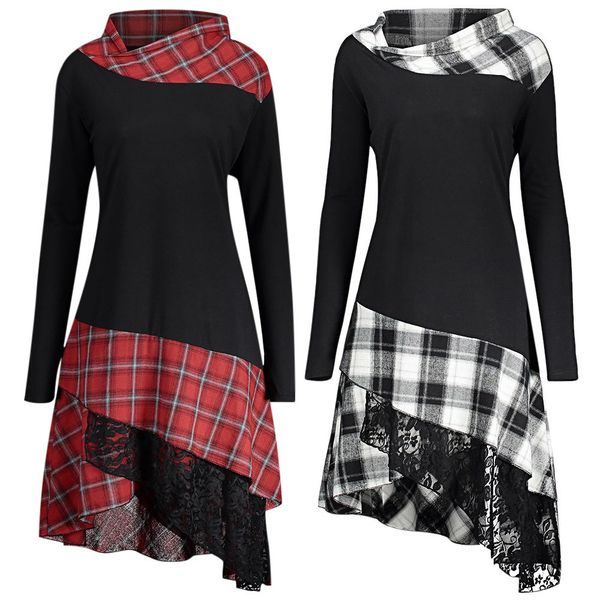 rosegal plus size plaid spliced lace women dress casual straight stand collar long sleeve dress female vestido fall dresses, Black;gray
rosegal plus size plaid spliced lace women dress casual straight stand collar long sleeve dress female vestido fall dresses, Black;gray