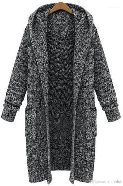 long hooded leisure style coat american style young girl clothes designer sweater woman winter black loose, Black;brown