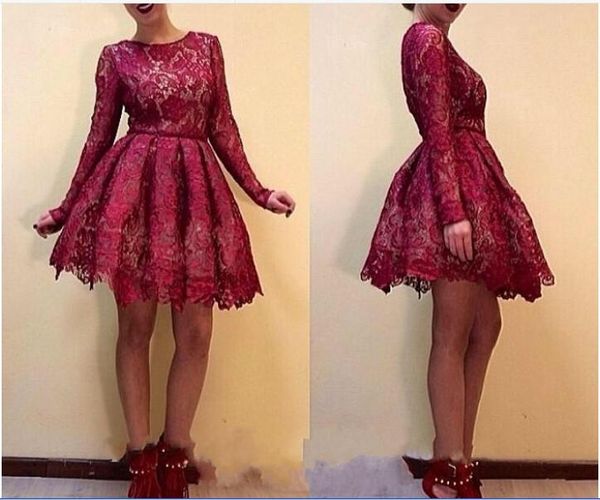 new homecoming dresses burgundy lace long sleeves short mini open back party dress graduation formal cocktail gowns, Red
new homecoming dresses burgundy lace long sleeves short mini open back party dress graduation formal cocktail gowns, Red