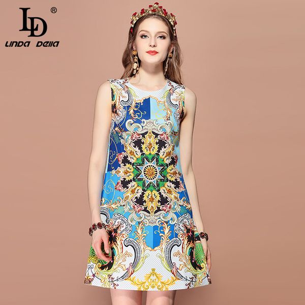 ld linda della fashion runway summer dress women's sleeveless gorgeous print crystal beading mini elegant vintage dress, Black;gray
ld linda della fashion runway summer dress women's sleeveless gorgeous print crystal beading mini elegant vintage dress, Black;gray