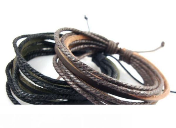 горячие три кожаных многослойных плетеных кожаных шнура браслет европейский и американский повседневный мужской кожаный браслет, Golden;silver 
горячие три кожаных многослойных плетеных кожаных шнура браслет европейский и американский повседневный мужской кожаный браслет, Golden;silver