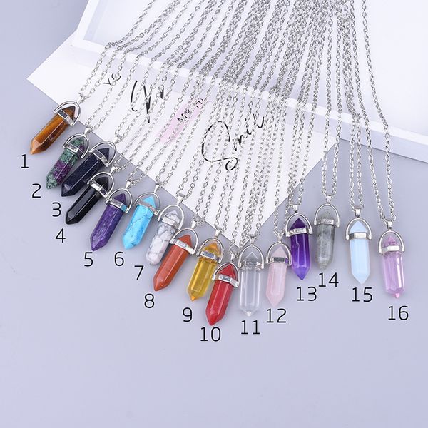 hexagon shape chakra natural stone healing point pendants necklaces with gold chain for women jewelry gift drop shipping, Silver
hexagon shape chakra natural stone healing point pendants necklaces with gold chain for women jewelry gift drop shipping, Silver