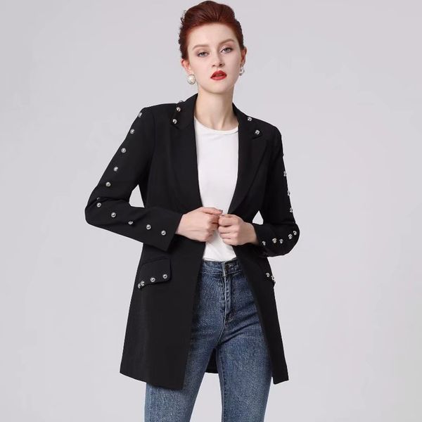 verdejuliy runway black coat women 2019 autumn winter designner office rivet full sleeve slim long working jacket
verdejuliy runway black coat women 2019 autumn winter designner office rivet full sleeve slim long working jacket