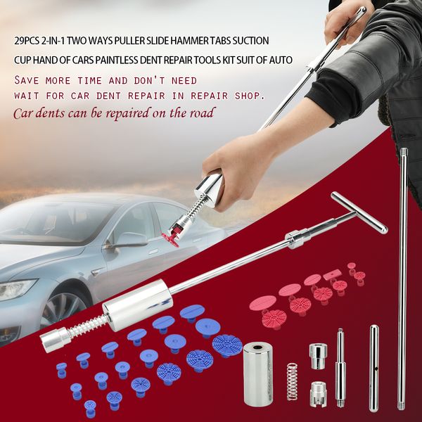

29pcs 2-in-1 car tool kit two ways puller slide hammer tabs suction cup hand cars paintless dent repair tools kit suit of auto