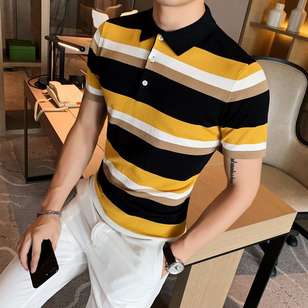 2020 fashion stripe shirt men knitting slim fit shirt men short sleeve casual homme streetwear, White;black
2020 fashion stripe shirt men knitting slim fit shirt men short sleeve casual homme streetwear, White;black
