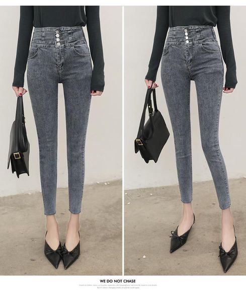pencil jeans high waist jeans korean version thin elastic women 2020 summer, Blue 
pencil jeans high waist jeans korean version thin elastic women 2020 summer, Blue