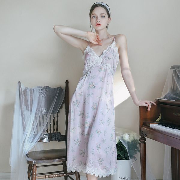 casual dresses munllure holiday dress lace printed silk suspender female comfortable ice home service nightdress, Black;gray
casual dresses munllure holiday dress lace printed silk suspender female comfortable ice home service nightdress, Black;gray