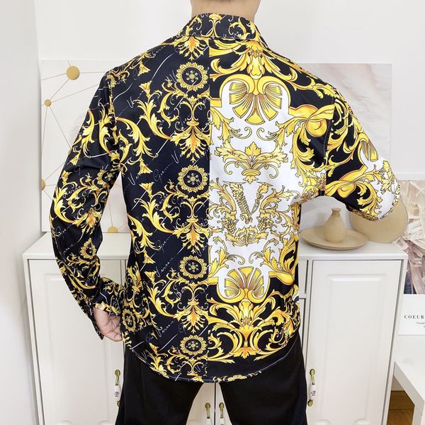 men's silk cotton slim casual men's long-sleeved shirt black gold floral men's shirt fashion business clothing, White;black
men's silk cotton slim casual men's long-sleeved shirt black gold floral men's shirt fashion business clothing, White;black