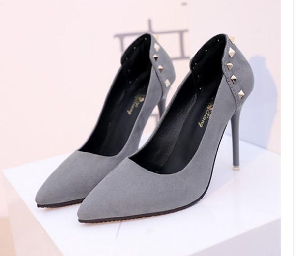 women's shoes in spring and autumn high fine heel pointed end suede @kla, Black
women's shoes in spring and autumn high fine heel pointed end suede @kla, Black