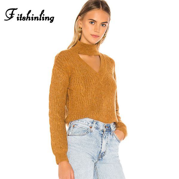 fitshinling knitted women sweaters and pullovers choker cut out yellow basic jumper knitwear 2019 slim sweater female clothes, White;black
fitshinling knitted women sweaters and pullovers choker cut out yellow basic jumper knitwear 2019 slim sweater female clothes, White;black