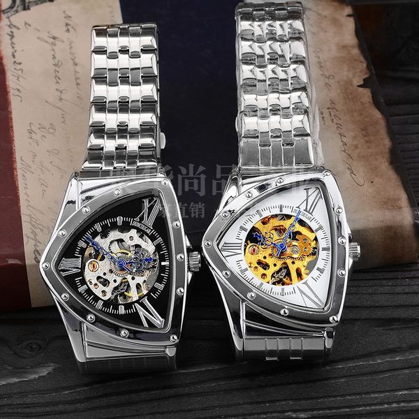 male hollow steel watches mechanical sport men wristwatches triangular fashion brand men's clock features wristwatch stainless aklhm, Slivery;brown
male hollow steel watches mechanical sport men wristwatches triangular fashion brand men's clock features wristwatch stainless aklhm, Slivery;brown