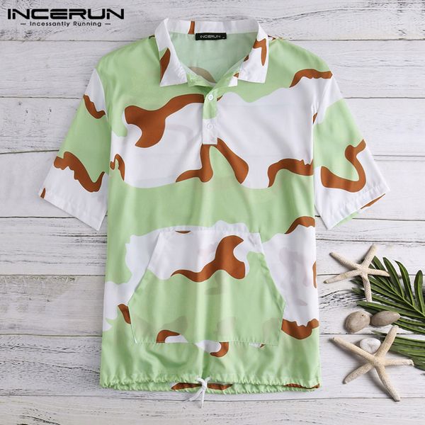 incerun 2019 casual men brand shirt camouflage lapel neck pockets short sleeve hawaiian shirts men loose streetwear camisa s-5xl, White;black
incerun 2019 casual men brand shirt camouflage lapel neck pockets short sleeve hawaiian shirts men loose streetwear camisa s-5xl, White;black
