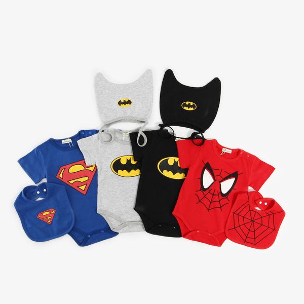 Ins New kids designer clothes Romper Boy Spiderman Batman print Short Sleeve Romper with Hat or Bib baby Climbing 100% cotton summer clothes
Ins New kids designer clothes Romper Boy Spiderman Batman print Short Sleeve Romper with Hat or Bib baby Climbing 100% cotton summer clothes