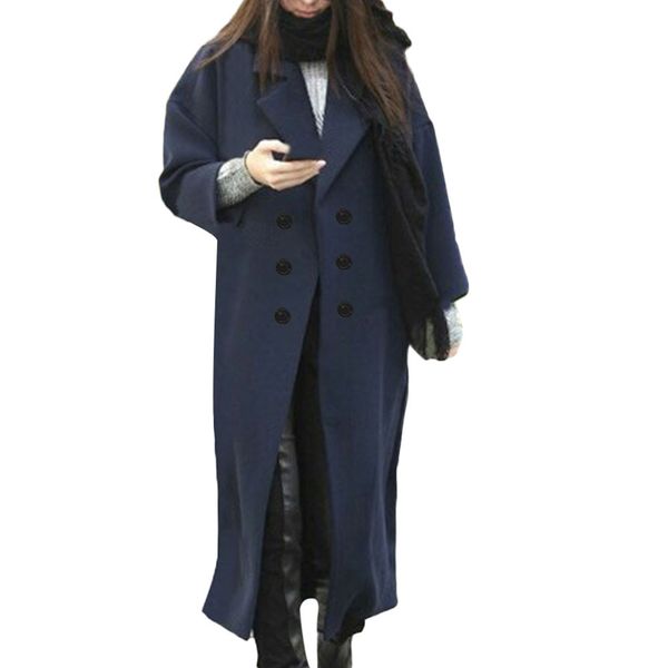 2019 autumn winter new womens winter lapel wool coat button trench jacket loose plus elegant temperament overcoat outwear, Black
2019 autumn winter new womens winter lapel wool coat button trench jacket loose plus elegant temperament overcoat outwear, Black