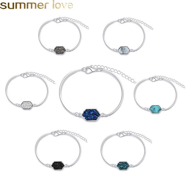 resin druzy bracelet hexagon crystal stone bracelet cuff bangle gold silver color brand jewelry for women gift wholesale, Golden;silver
resin druzy bracelet hexagon crystal stone bracelet cuff bangle gold silver color brand jewelry for women gift wholesale, Golden;silver