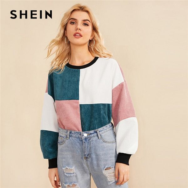 shein contrast neck and cuff colorblock sweatshirt women pullover 2019 autumn cut and sew winter casual corduroy sweatshirts, Black
shein contrast neck and cuff colorblock sweatshirt women pullover 2019 autumn cut and sew winter casual corduroy sweatshirts, Black