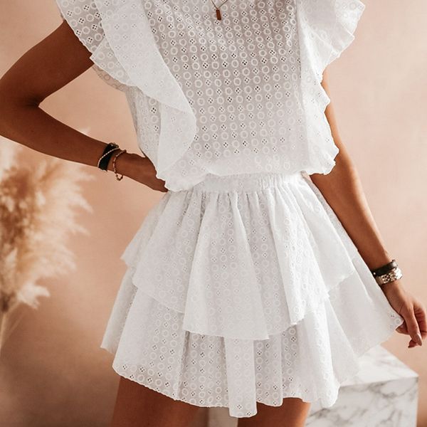 casual dresses white lace mini women vintage ruffles hollow out o-neck high street a-line embroidery short summer 2021, Black;gray
casual dresses white lace mini women vintage ruffles hollow out o-neck high street a-line embroidery short summer 2021, Black;gray