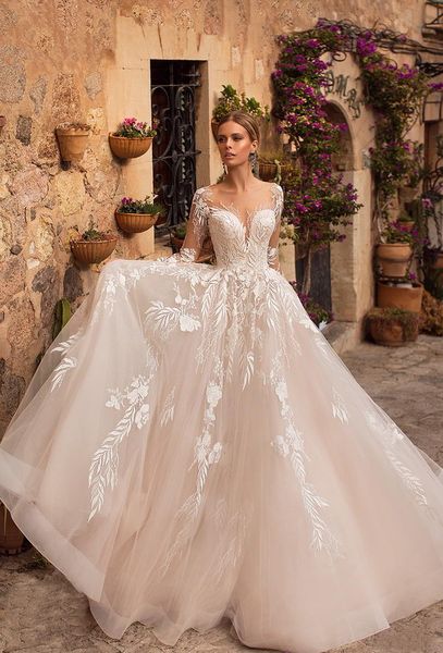 beach bohemian lace wedding dresses 2020 champagne long sleeves tulle applique sweep train wedding bridal gowns with buttons, White
beach bohemian lace wedding dresses 2020 champagne long sleeves tulle applique sweep train wedding bridal gowns with buttons, White