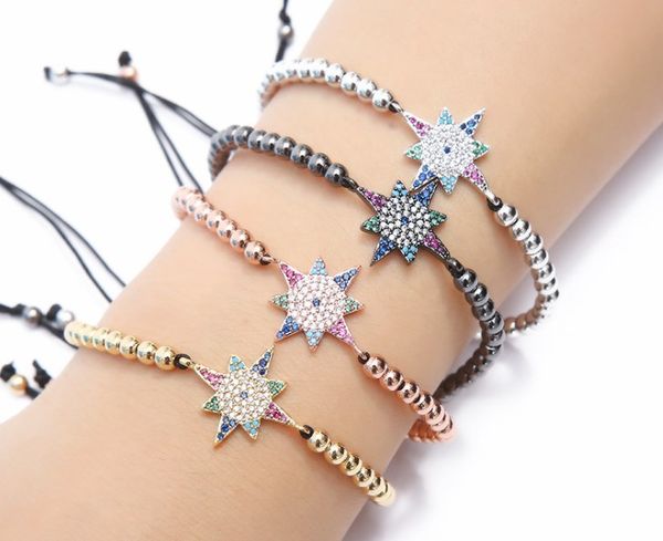 gold silver micro pave cz cubic zirconia rope adjusted copper beads bracelet fs4f snowflake charm braided bangles women, Black
gold silver micro pave cz cubic zirconia rope adjusted copper beads bracelet fs4f snowflake charm braided bangles women, Black