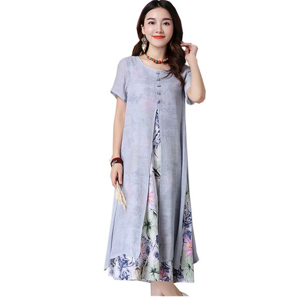 Summer Dress Women Chinese Style Casual Loose Cotton Line Dress Print O -Neck Vestidos De Festa
Summer Dress Women Chinese Style Casual Loose Cotton Line Dress Print O -Neck Vestidos De Festa