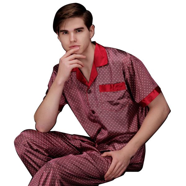 men's short-sleeved trousers pajama suit autumn cardigan printed silk home wear, Black;brown
men's short-sleeved trousers pajama suit autumn cardigan printed silk home wear, Black;brown