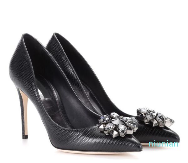 black faux snake skin high heels women shoes bling studded crystal bridal wedding shoes pointed toe women pumps