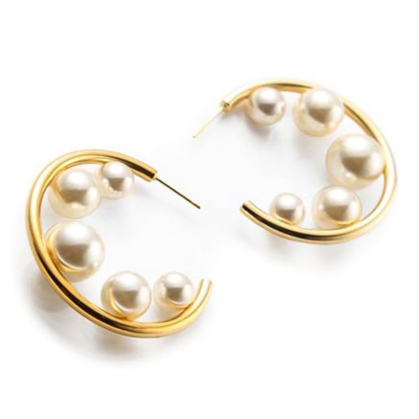 gold color personality hoop earrings for women round imitate pearl statement earrings party wedding jewelry gift, Golden;silver
gold color personality hoop earrings for women round imitate pearl statement earrings party wedding jewelry gift, Golden;silver
