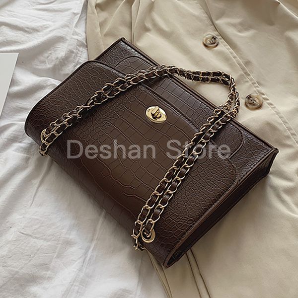 vintage fashion big tote bag 2020 new quality pu leather women's handbag crocodile pattern chain shoulder messenger bag
vintage fashion big tote bag 2020 new quality pu leather women's handbag crocodile pattern chain shoulder messenger bag