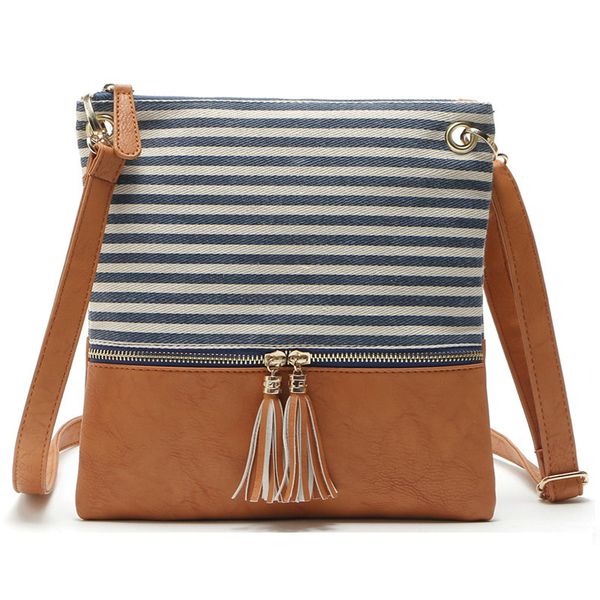 women's bag simple tassle small square bag canvas splicing pu leather stripe shoulder messenger
women's bag simple tassle small square bag canvas splicing pu leather stripe shoulder messenger
