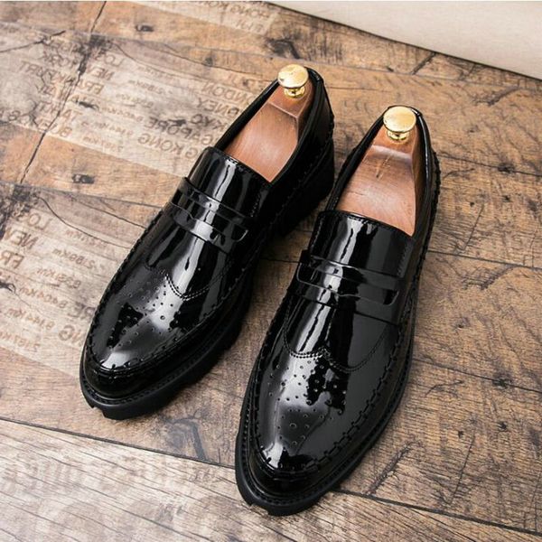patent leather men loafers driving shoes black mens leather shoes slip on formal wedding party dress brogue a51-75
patent leather men loafers driving shoes black mens leather shoes slip on formal wedding party dress brogue a51-75