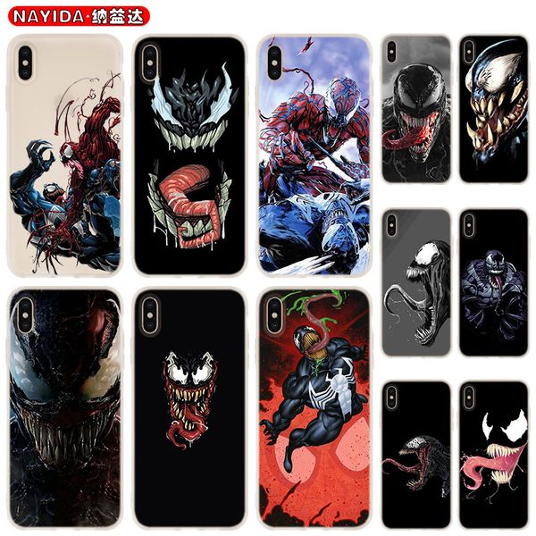

soft phone case for iphone 11 pro x xr xs max 8 7 6 6s 6plus 5s s10 s11 note 10 plus huawei p30 xiaomi cover venom marvel villain pattern