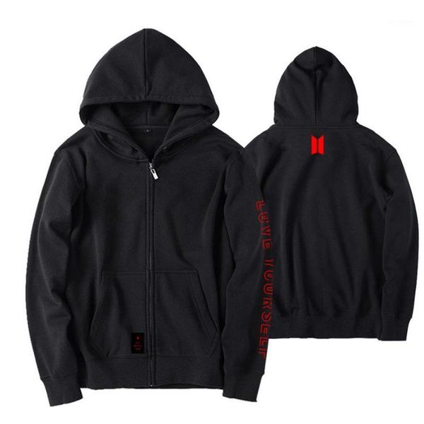 love yourself world tour fleece cap hoodie v loose zipper coat jacket outwear sweatshirts1, Black
love yourself world tour fleece cap hoodie v loose zipper coat jacket outwear sweatshirts1, Black