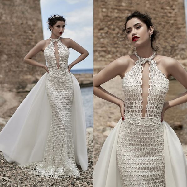 luisasposa elegant mermaid wedding dresses halter sleeveless detachable tail crystal wedding gown floor length robe de mariée, White
luisasposa elegant mermaid wedding dresses halter sleeveless detachable tail crystal wedding gown floor length robe de mariée, White