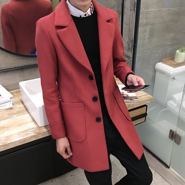 2017 men's clothing autumn and winter solid color trench male medium-long slim woolen outerwear trend teenage wool coat costumes, Tan;black
2017 men's clothing autumn and winter solid color trench male medium-long slim woolen outerwear trend teenage wool coat costumes, Tan;black