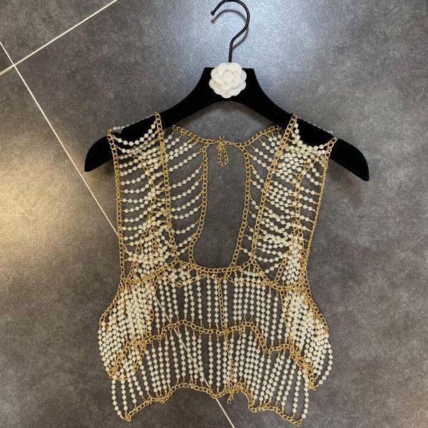 harajuku style beaded vest for women new chain nail beads decoration vest slim coat women, Black;white
harajuku style beaded vest for women new chain nail beads decoration vest slim coat women, Black;white