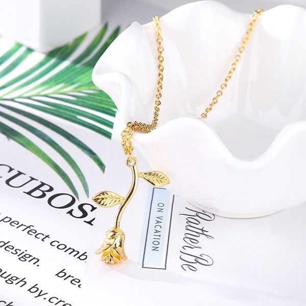 pendant necklaces bxw 2021 fashion jewelry collier pink gold rose statement necklace women's beauty and beast lovers gifts, Silver
pendant necklaces bxw 2021 fashion jewelry collier pink gold rose statement necklace women's beauty and beast lovers gifts, Silver