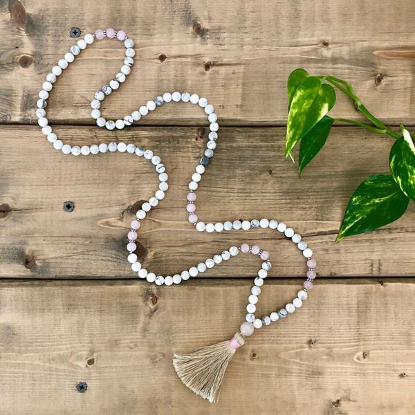 8mm mala beads beaded necklace tassel jewelry for women howlite and rose q-uartz beaded necklace yoga gift for her, Silver
8mm mala beads beaded necklace tassel jewelry for women howlite and rose q-uartz beaded necklace yoga gift for her, Silver
